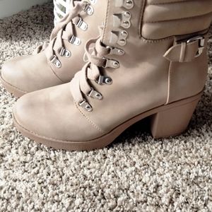 MIA Lace Up Zippered w/ Buckle Wrap Around Back of  Boots Lug Style Sole
